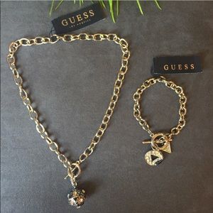 New Guess Sliver Necklace Bracelet Set 💎☀️😀